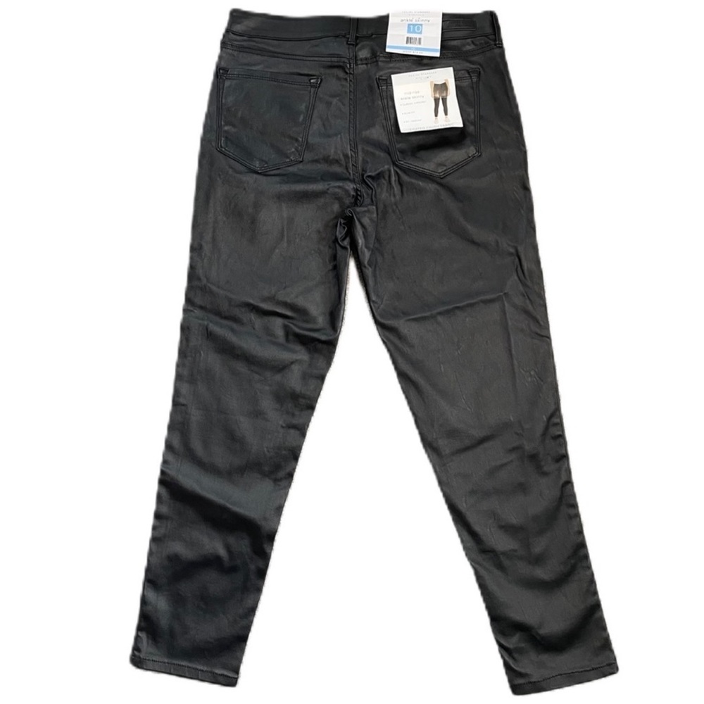 NWT Social Standard Black Faux Leather Ankle Skinny Leggings Pants, Size 10